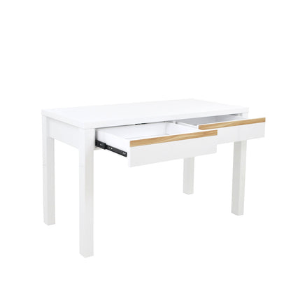 GEORGIA 2 DRAWER WORK  DESK - GLOSS WHITE / CYPRESS