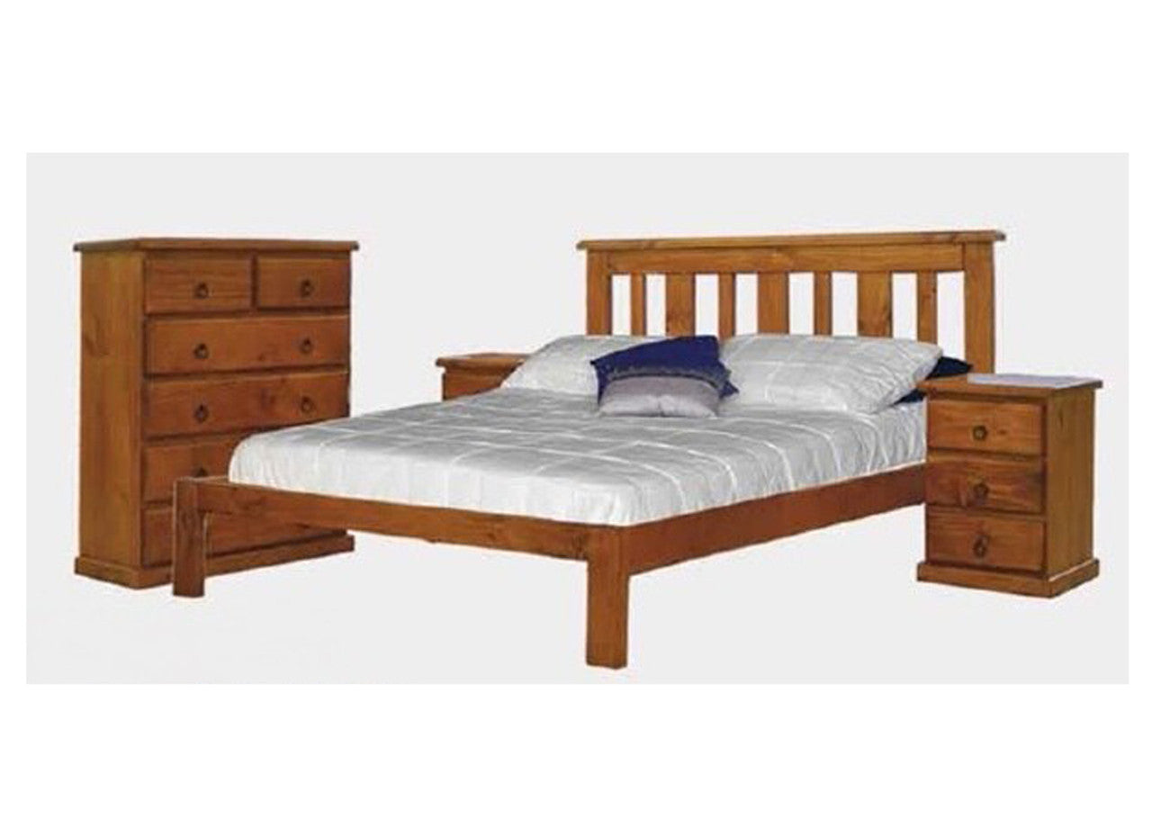 QUEEN GINA TIMBER BED - BLACKWOOD OR WALNUT