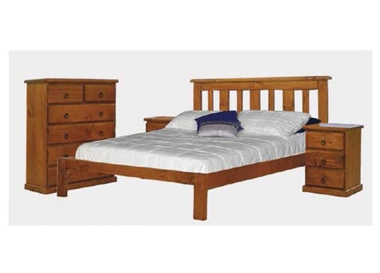 QUEEN GINA TIMBER BED - BLACKWOOD OR WALNUT