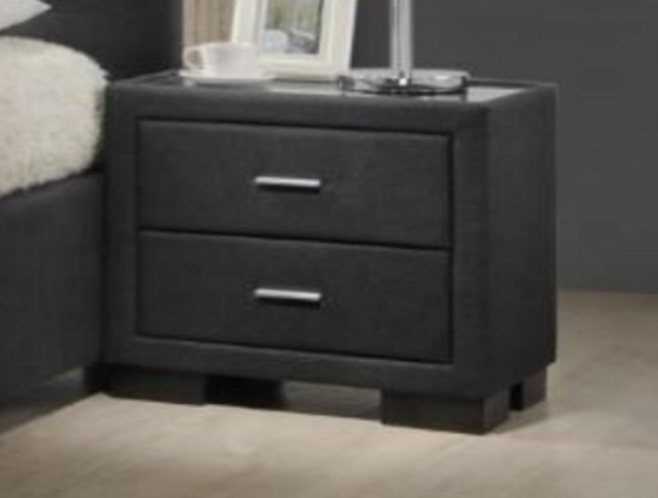 GUARDIAN QUEEN 3 PIECE (BEDSIDE) FABRIC BEDROOM SUITE - DARK GREY