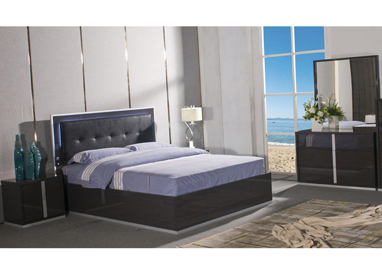 Gympie Double Or Queen 5 Piece (DRESSER) Storage Front Gaslift Or Side Drawers Bedroom Suite - Gloss Grey