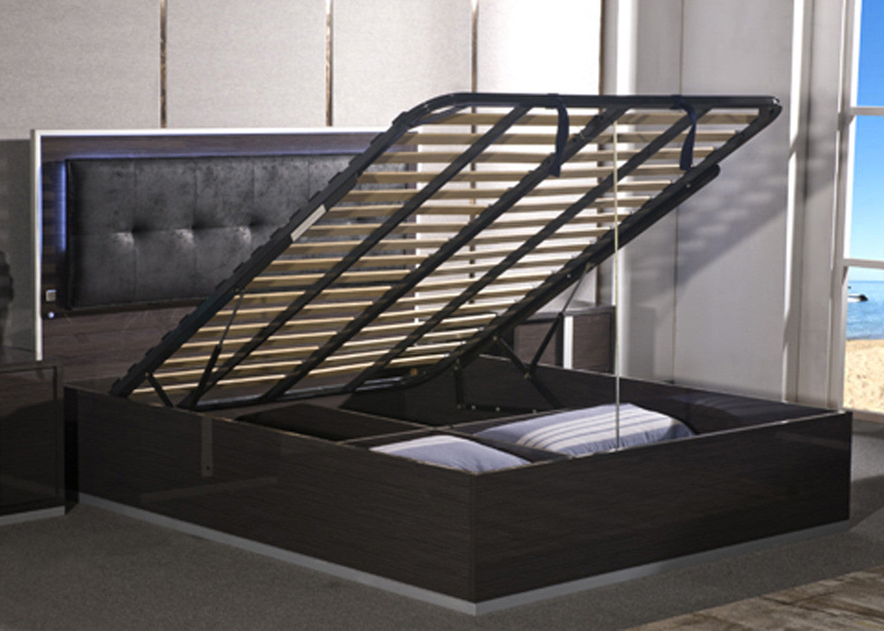 KING GYMPIE STORAGE FRONT GASLIFT OR SIDE DRAWERS BED - GLOSS GREY