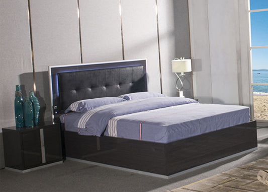 Gympie Double Or Queen 3 Piece (BEDSIDE) Storage Front Gaslift Or Side Drawers Bedroom Suite - Gloss Grey
