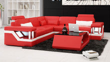 ALARIC 3 SEATER 100% LEATHER / LEATHERETTE COMBINATION CORNER LOUNGE SUITE ( MODEL-L6002B) - ASSORTED COLOURS