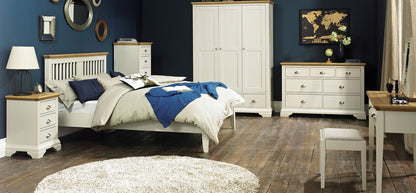 EXCLUSIVE COLLECTION: DOUBLE OR QUEEN HAMPSTEAD 6 PIECE (THE LOT) BEDROOM SUITE + STOOL - SOFT GRAY PALE OAK - FREE SHIPPING