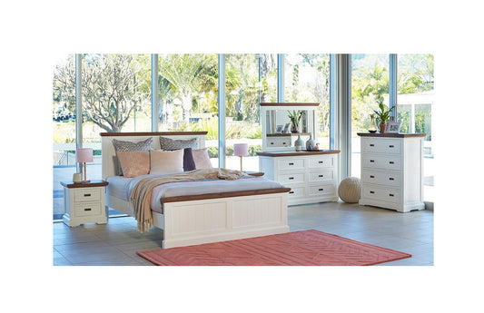 HAMPTONS KING (CUSTOM MADE) 4 PIECE (TALLBOY) BEDROOM SUITE - STAINED , PAINTED , 2 TONE