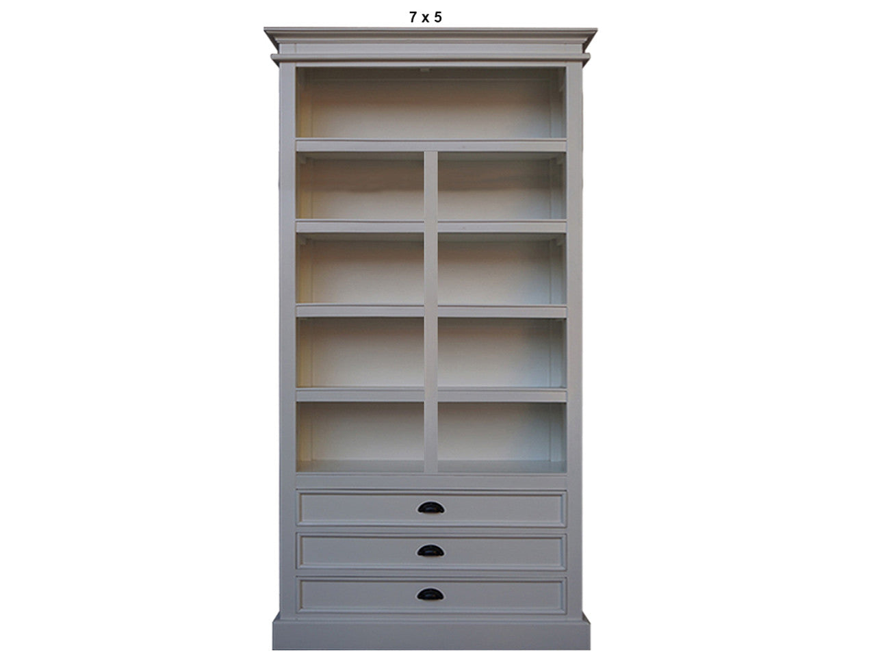 HAMPTON HARDWOOD BOOKCASE  WITH 3 DRAWERS COLLECTION - ASSORTED STAINED / PAINTED COLOURS