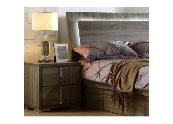 HANSON 2  DRAWER BEDSIDE TABLE  (MODEL:LS 111 BS) - MOCHA OAK