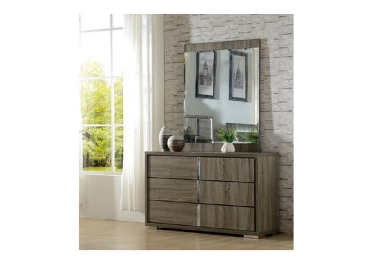 Hanson 6 Drawer Dressing Table With Mirror (MODEL:LS 111 DR) - 1897(H) X 1200(W) - Mocha Oak