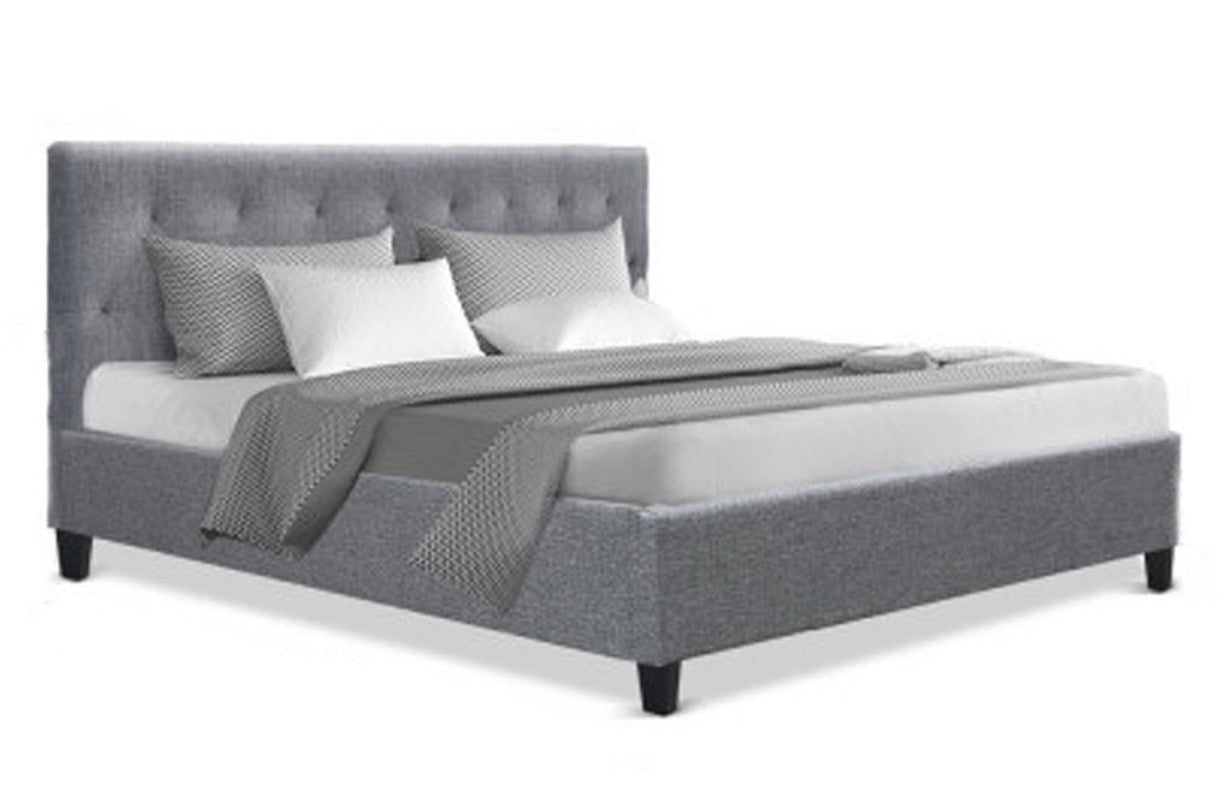 King Harley Fabric Bed - Grey