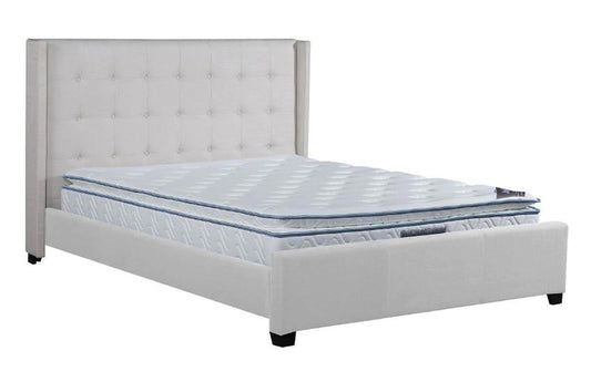 King Harvey (8308) Fabric Buttoned Upholstered Bed (12-9-18-1) - Beige Or Dark Grey