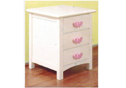 Heart 3 Drawer Bedside Table - Snow