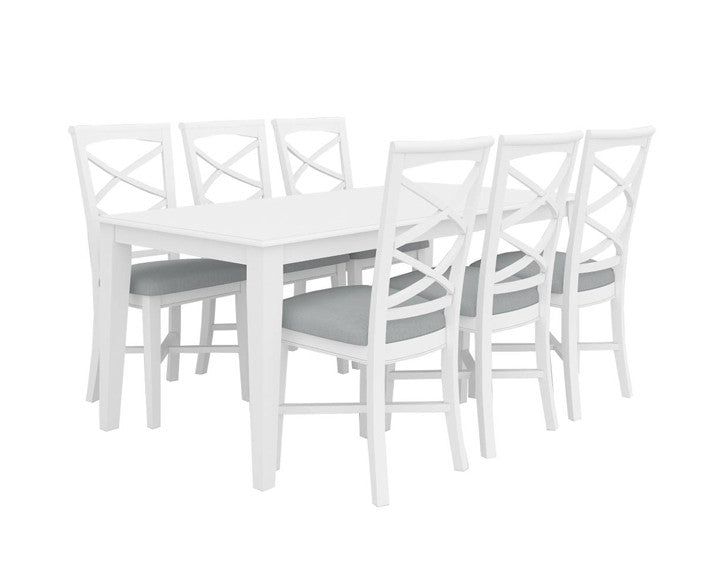 Hereford 7 Piece Dining Setting 1800(W) - White