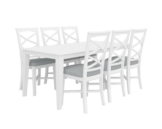 Hereford 7 Piece Dining Setting 1800(W) - White