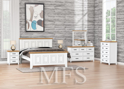 KING SYDNEYSIDE (AUSSIE MADE) 5 PIECE (TALLBOY) BEDROOM SUITE - TWO TONE - ASSORTED COLOURS