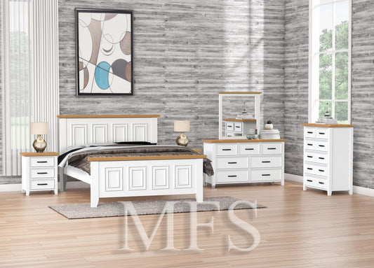 KING SYDNEYSIDE (AUSSIE MADE) 4 PIECE (TALLBOY) BEDROOM SUITE - TWO TONE - ASSORTED COLOURS