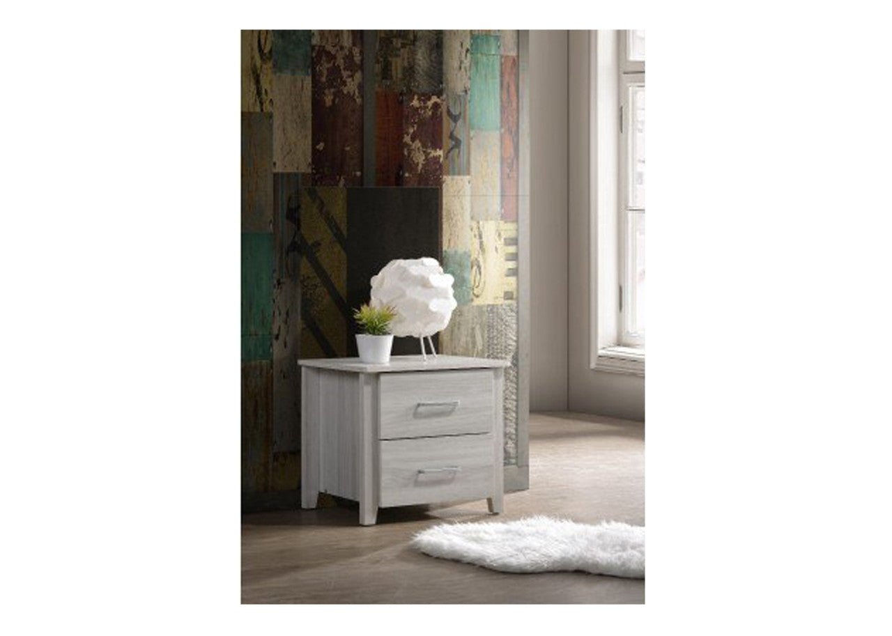 Hilton 2 Drawer Bedside Table - White Washed