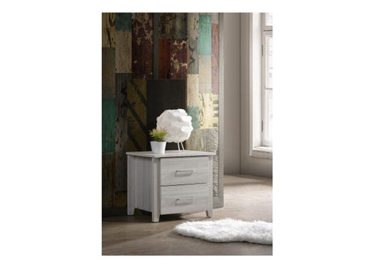 Hilton 2 Drawer Bedside Table - White Washed