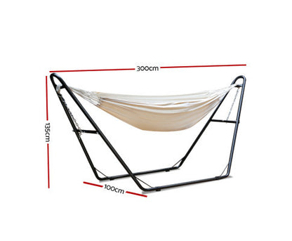 LINNET OUTDOOR HAMMOCK BED WITH STEEL FRAME STAND - CREAM