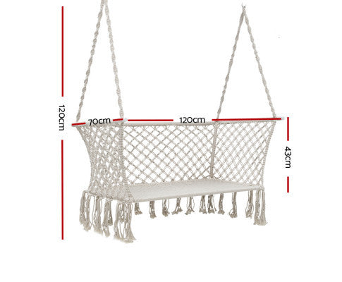 MADELYN INDOOR/ OUTDOOR 2 SEATER HAMMOCK CHAIR - CREAM