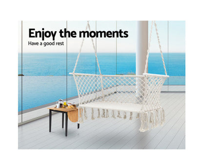 MADELYN INDOOR/ OUTDOOR 2 SEATER HAMMOCK CHAIR - CREAM