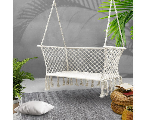 MADELYN INDOOR/ OUTDOOR 2 SEATER HAMMOCK CHAIR - CREAM
