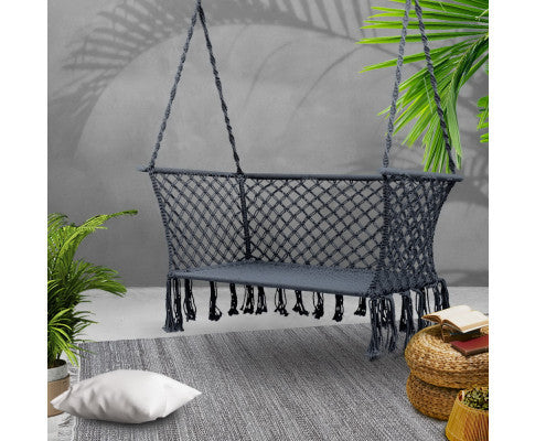 MADELYN INDOOR/ OUTDOOR 2 SEATER HAMMOCK CHAIR - GREY