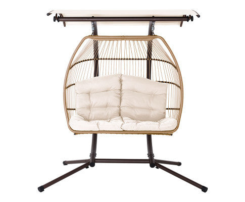 DARCEY OUTDOOR DOUBLE HANGING POD CHAIR - CREAM