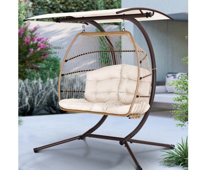 DARCEY OUTDOOR DOUBLE HANGING POD CHAIR - CREAM