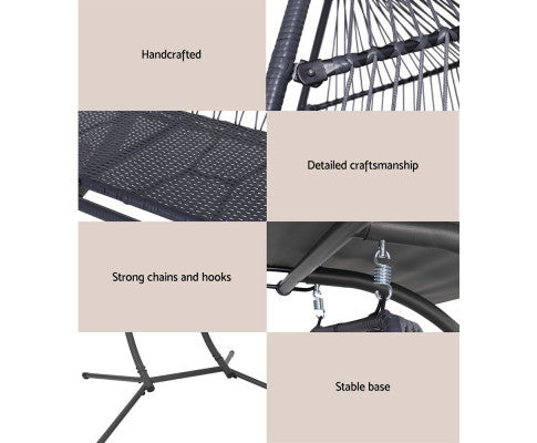 DARCEY OUTDOOR DOUBLE HANGING POD CHAIR - GREY