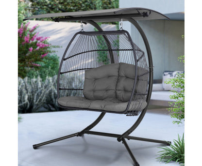 DARCEY OUTDOOR DOUBLE HANGING POD CHAIR - GREY