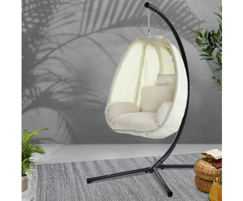 SULLIVAN OUTDOOR  HANGING POD CHAIR - CREAM