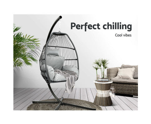 FRANNIE OUTDOOR  HANGING POD CHAIR - GREY