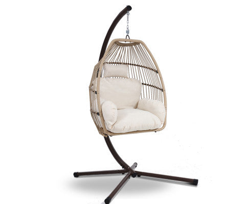 FRANNIE OUTDOOR  HANGING POD CHAIR - LATTE
