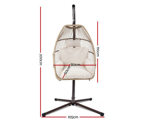 FRANNIE OUTDOOR  HANGING POD CHAIR - LATTE