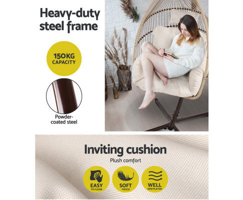 FRANNIE OUTDOOR  HANGING POD CHAIR - LATTE