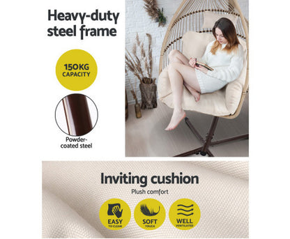 FRANNIE OUTDOOR  HANGING POD CHAIR - LATTE