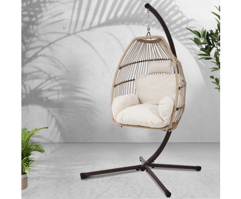 FRANNIE OUTDOOR  HANGING POD CHAIR - LATTE