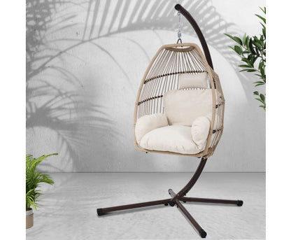 FRANNIE OUTDOOR  HANGING POD CHAIR - LATTE