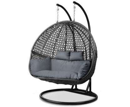 CARSTEN OUTDOOR DOUBLE HANGING SWING CHAIR - BLACK