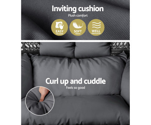 CARSTEN OUTDOOR DOUBLE HANGING SWING CHAIR - BLACK