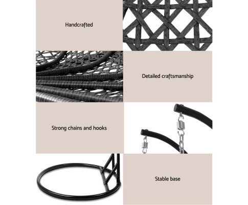 CARSTEN OUTDOOR DOUBLE HANGING SWING CHAIR - BLACK