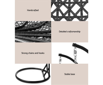 CARSTEN OUTDOOR DOUBLE HANGING SWING CHAIR - BLACK