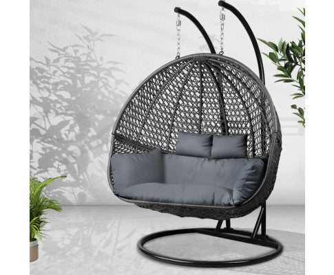 Carsten Outdoor Double Hanging Swing Chair - Black