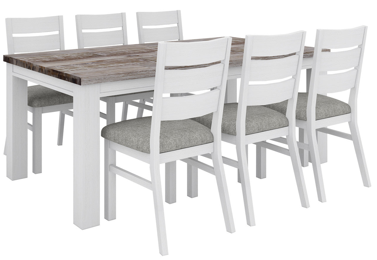 Homestead 7 Piece Dining Setting - 1900(W) X 1000(D) - White