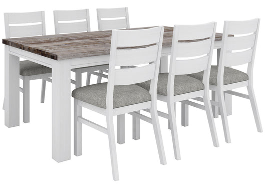 HOMESTEAD 7 PIECE DINING SETTING - 1900(W) x 1000(D) - WHITE