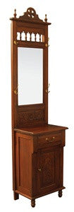 1 DOOR 1 DRAWER CARVED HALL STAND -2100(H) X 560(W) X 360(D)  -  MAHOGANY OR CHOCOLATE