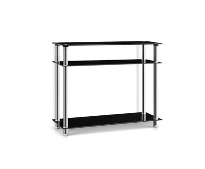 CAIRO 3-TIER GLASS CONSOLE TABLE - 750(H) x 900(W) x 300(D) - BLACK