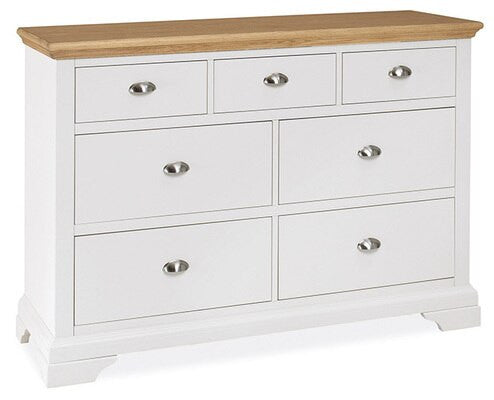 EXCLUSIVE COLLECTION:  DOUBLE OR QUEEN HAMPSTEAD 6 PIECE (THE LOT) BEDROOM SUITE + STOOL - OAK & WHITE FINISH - FREE SHIPPING