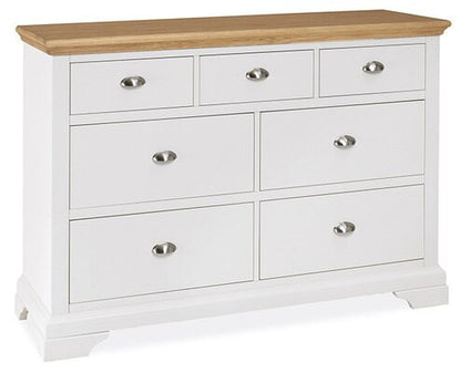 EXCLUSIVE COLLECTION:  DOUBLE OR QUEEN HAMPSTEAD 6 PIECE (THE LOT) BEDROOM SUITE + STOOL - OAK & WHITE FINISH - FREE SHIPPING